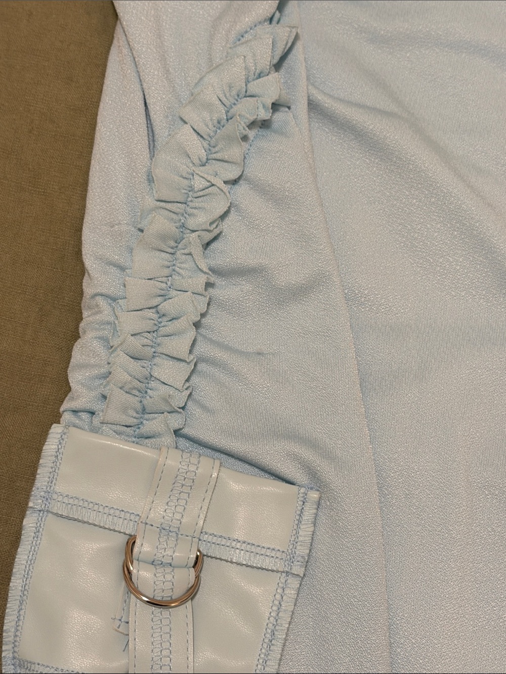 Light Blue Ruffle Ruched Mini Dress - Picture 9 of 9